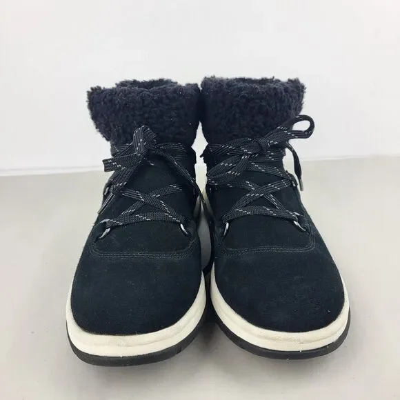 UGG Lakesider Heritage Black Suede Lace Up Mid Top Winter Boots 6.5 - Picture 5 of 11